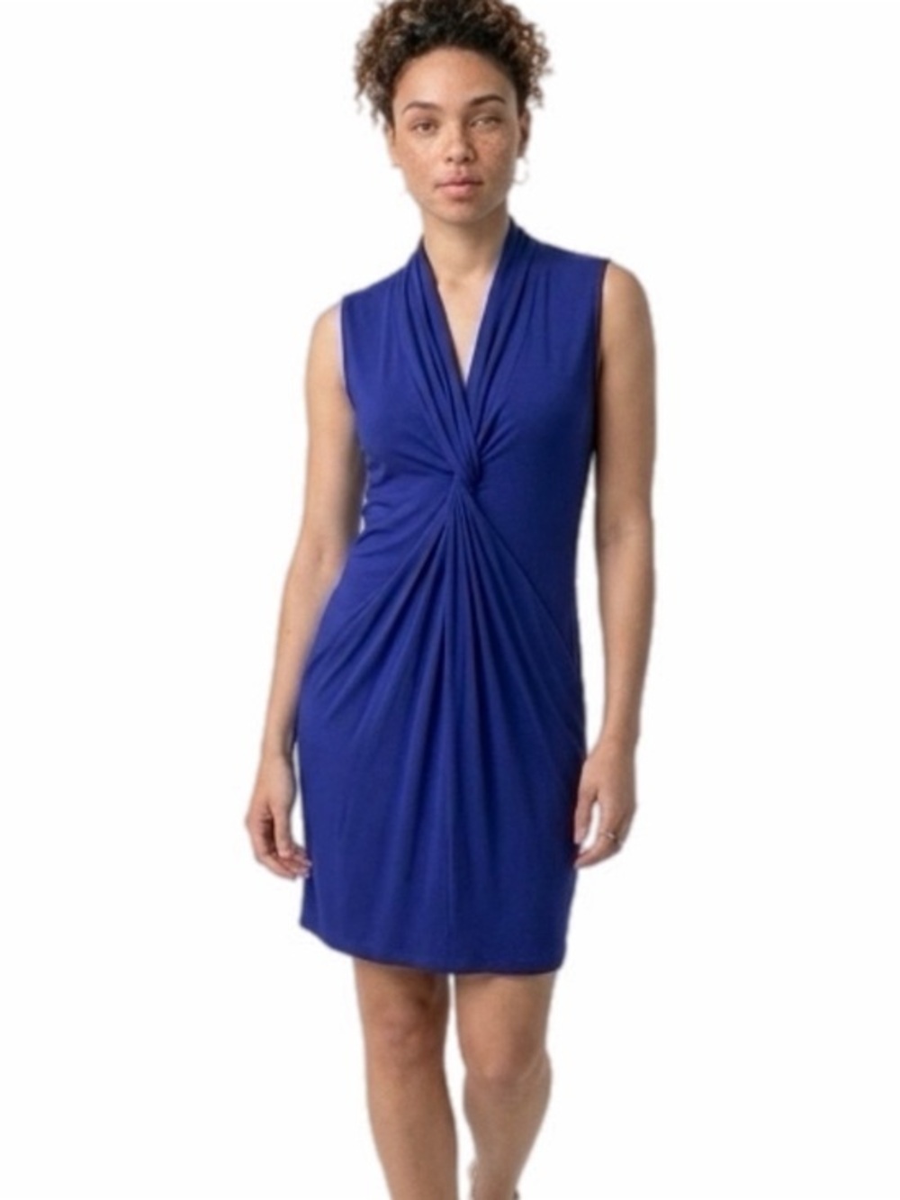 Trina Turk Royal blue stretch Jersey dress with front twist & pockets Size 4
